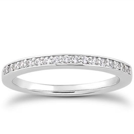 Size: 4.5 - 14k White Gold Micro-pave Flat Sided Diamond Wedding Ring Band