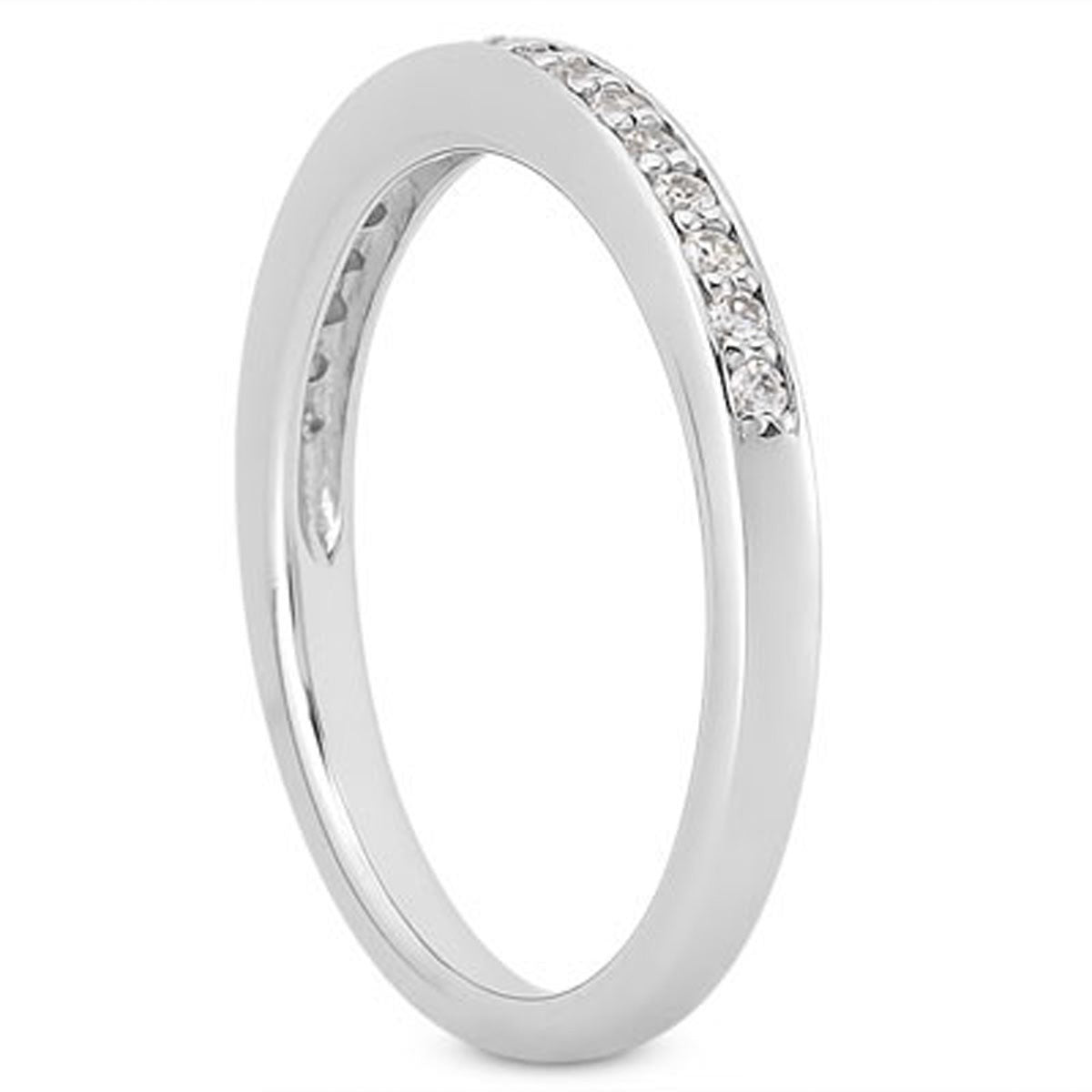 Size: 4.5 - 14k White Gold Micro-pave Flat Sided Diamond Wedding Ring Band