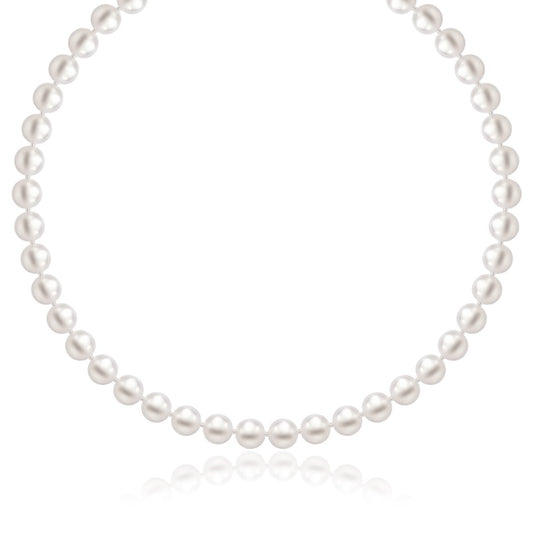 Size: 16'' - 14k Yellow Gold Necklace with White Freshwater Cultured Pearls (6.0mm to 6.5mm)