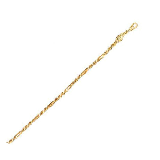 Size: 22 - 14k Yellow Gold Figa Rope Chain (3.00 mm)