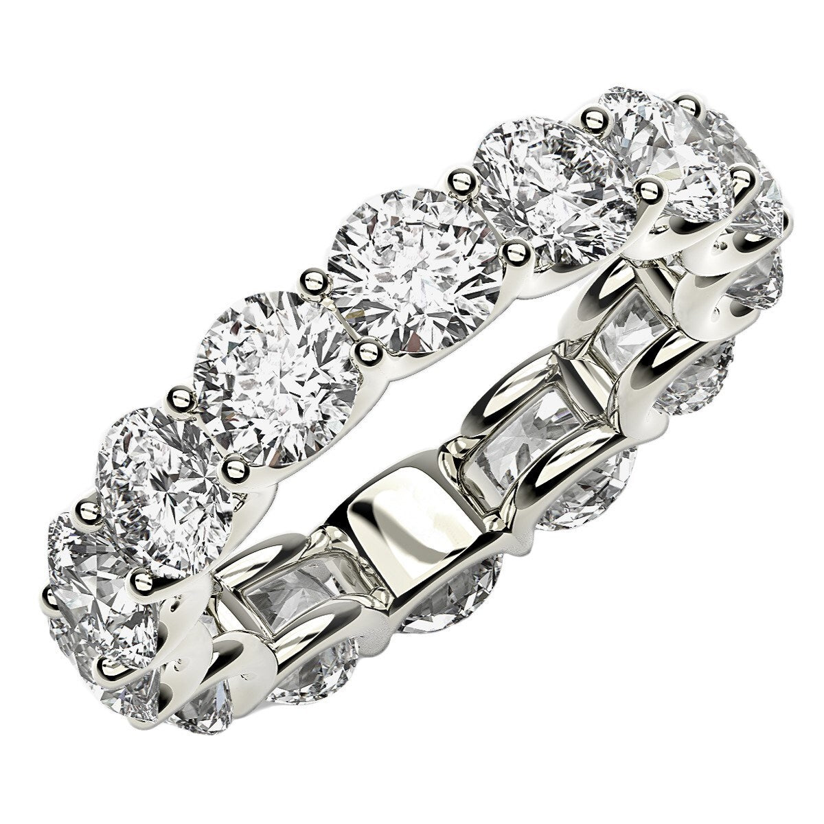 Size: 4.5 - Round Cut Lab Grown Diamond Eternity Ring in 14k White Gold (6 cttw FG/VS2)