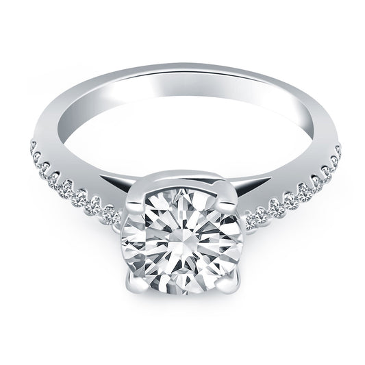 Size: 4 - 14k White Gold Trellis Diamond Engagement Ring Mounting