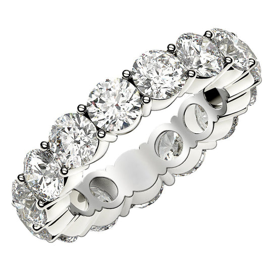 Size: 4.5 - Round Cut Lab Grown Diamond Eternity Ring in 14k White Gold (5 cttw FG/VS2)