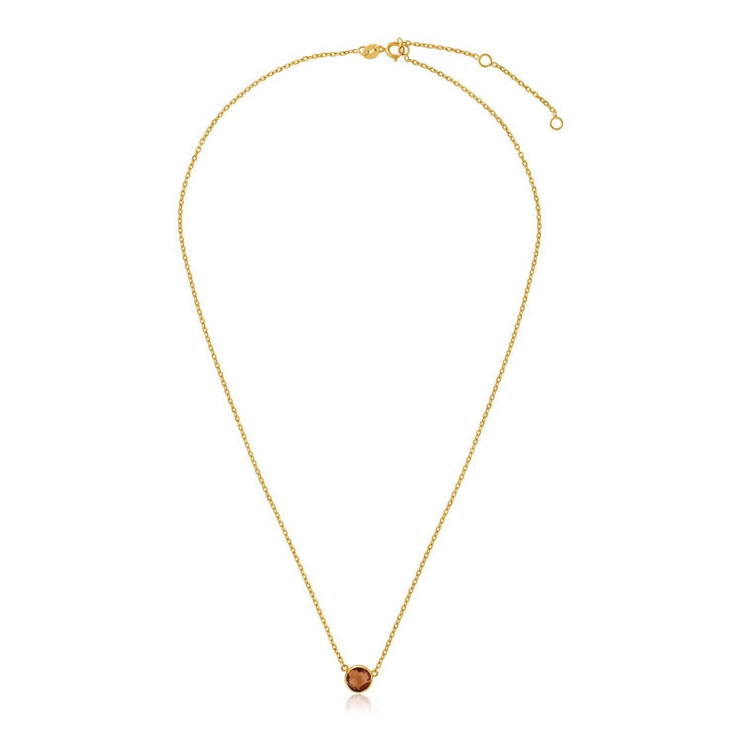 Size: 17'' - 14k Yellow Gold 17 inch Necklace with Round Citrine