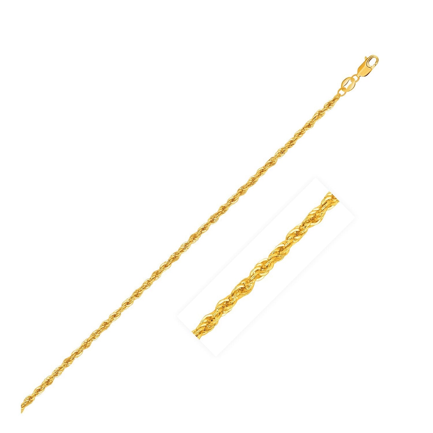 Size: 18 - 10k Yellow Gold Light Rope Chain (1.50 mm)