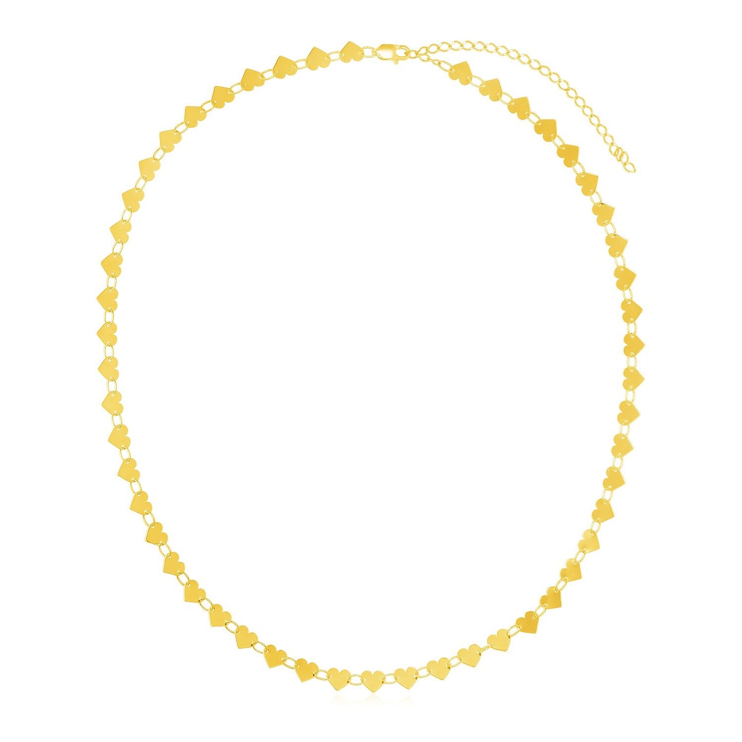 Size: 18'' - 14k Yellow Gold Mirrored Heart Chain Necklace