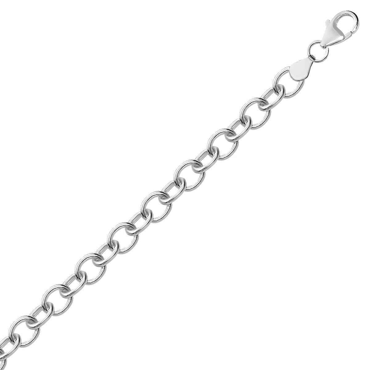 Size: 8'' - Sterling Silver Rhodium Plated Fancy Charm Bracelet