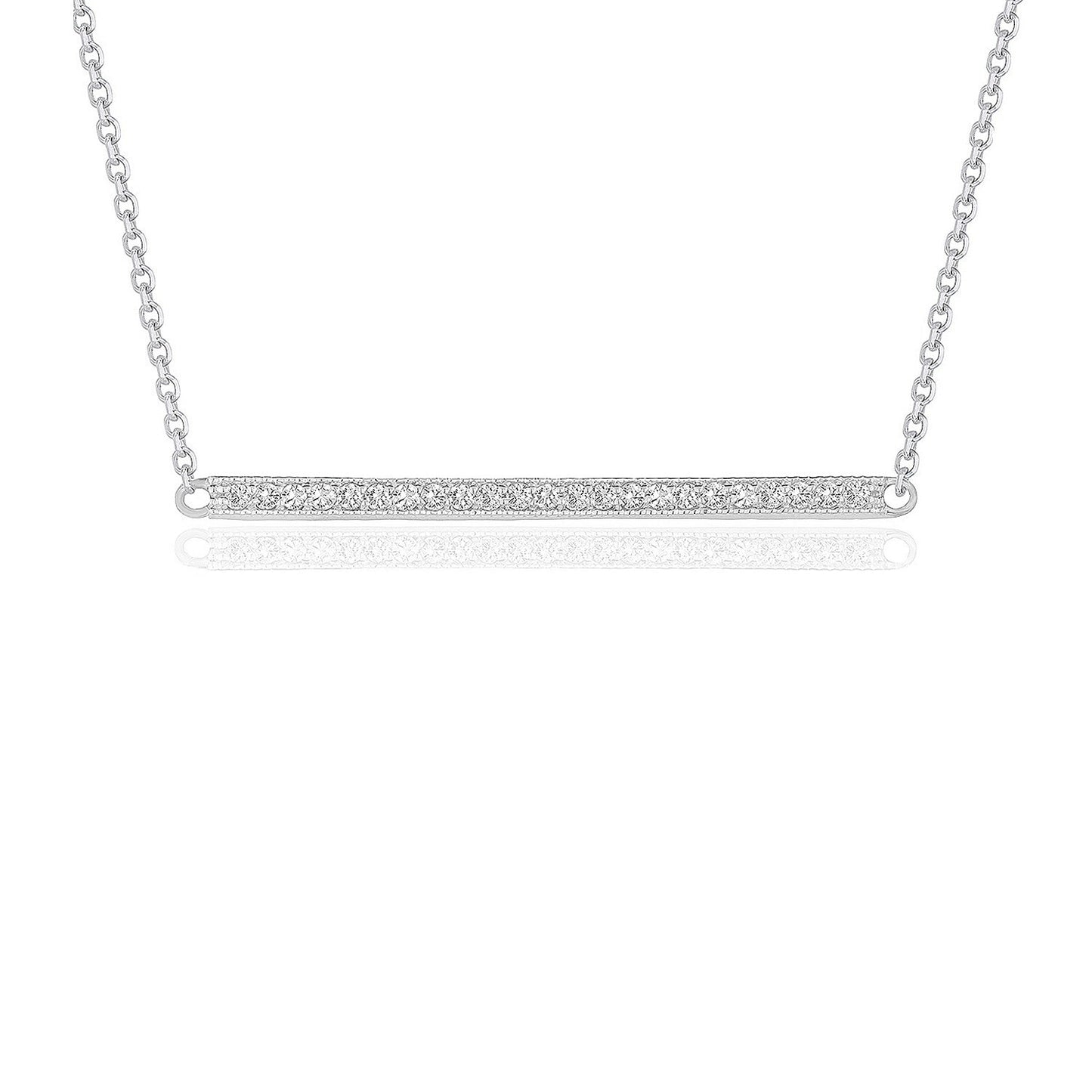 Size: 18'' - Diamond Bar Pendant in 14k White Gold (1/4 cttw)