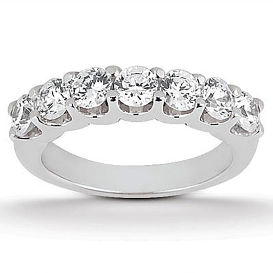 Size: 4 - 14k White Gold Diamond Scalloped Shared U Prong Setting Wedding Ring Band