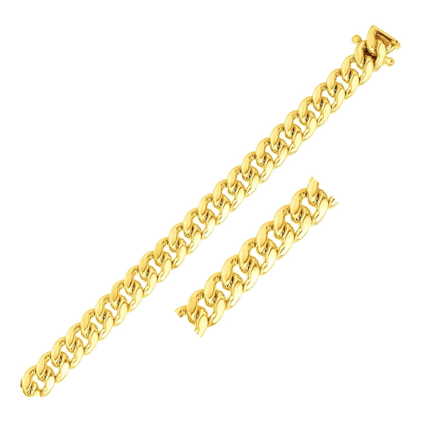 Size: 8.5'' - 8.25mm 14k Yellow Gold Classic Miami Cuban Solid Bracelet