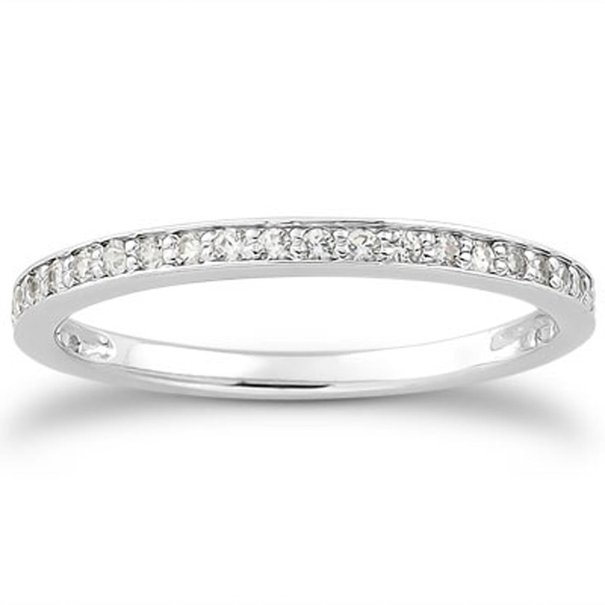 Size: 4.5 - 14k White Gold Micro-pave Diamond Wedding Ring Band Set 3/4 Around