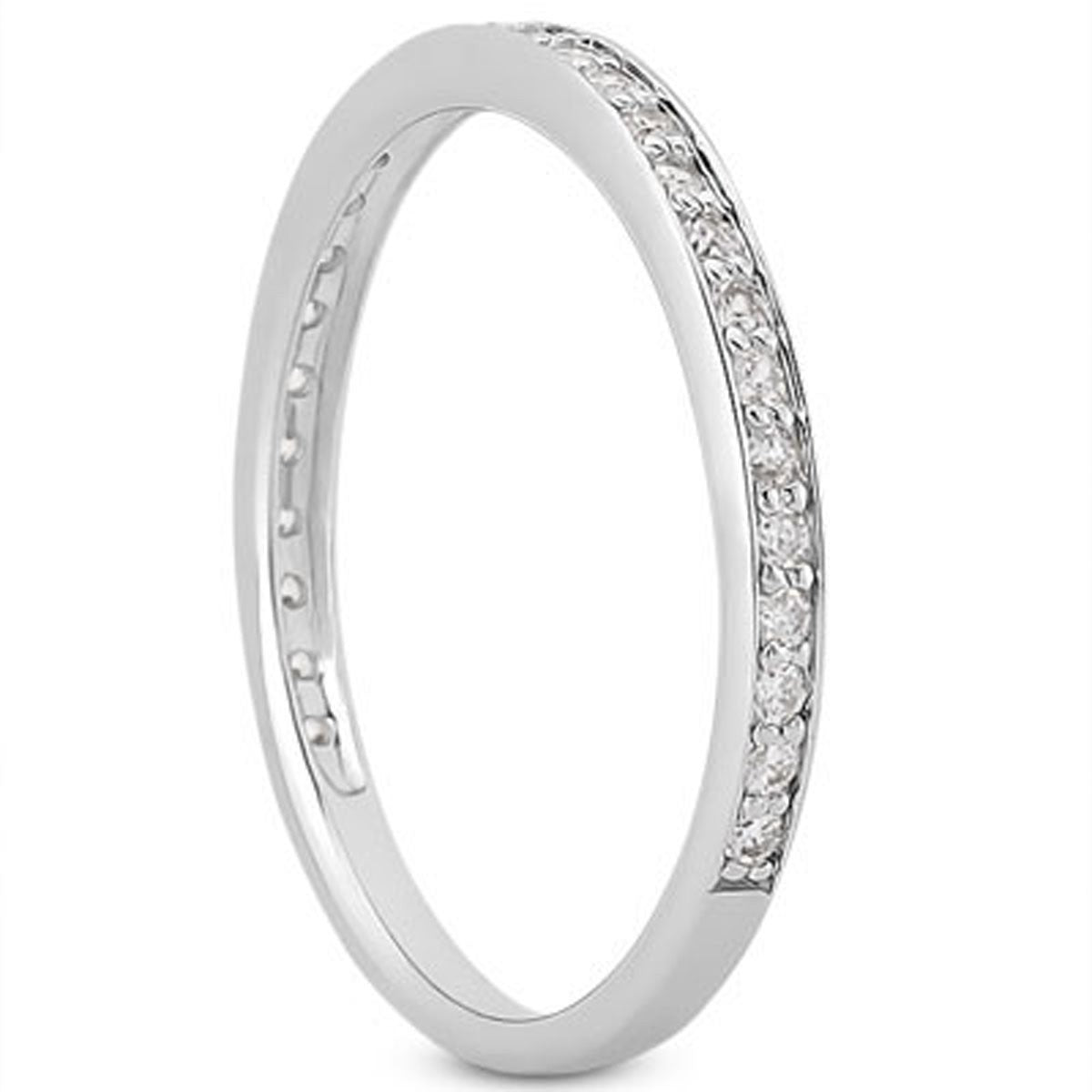 Size: 4.5 - 14k White Gold Micro-pave Diamond Wedding Ring Band Set 3/4 Around