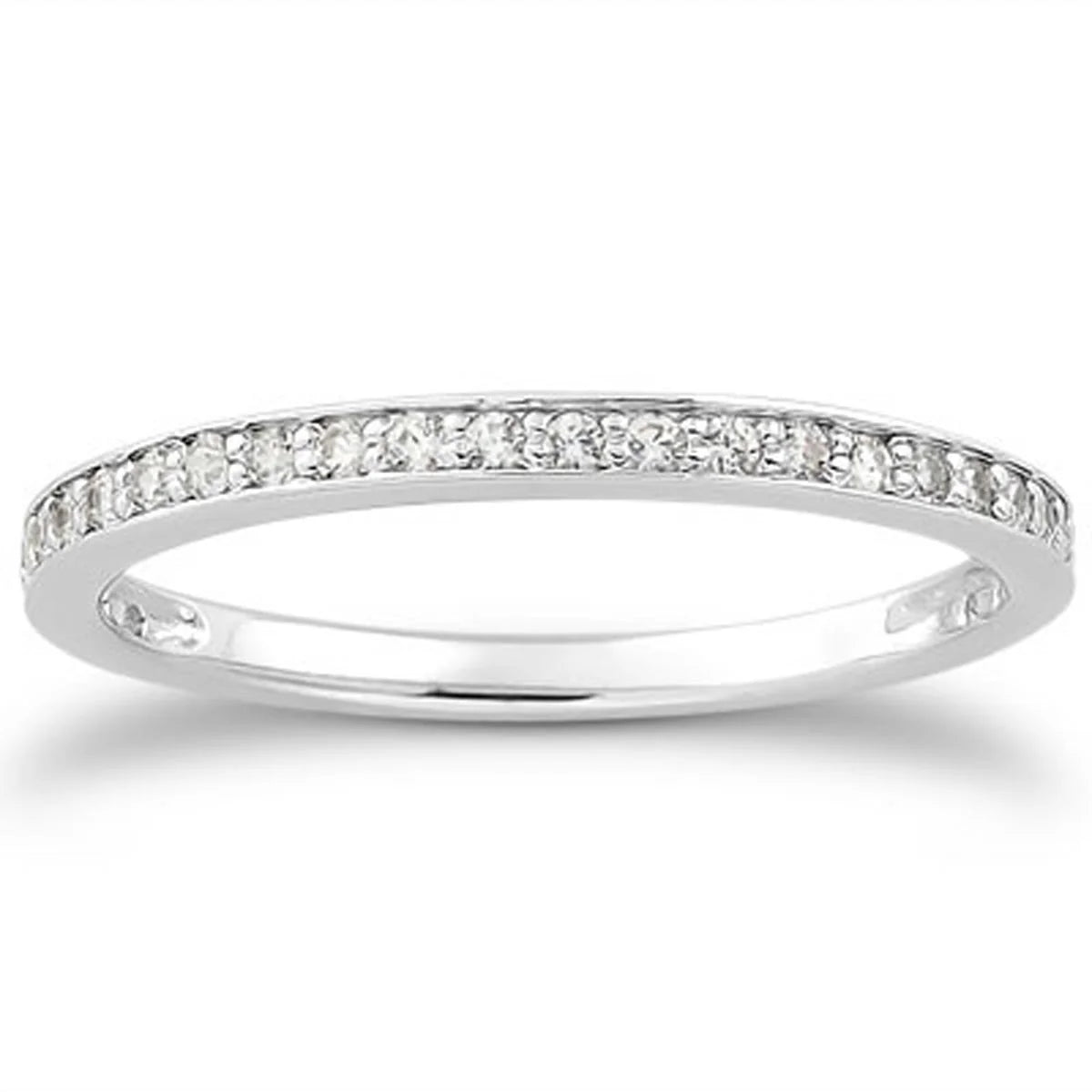 Size: 5.5 - 14k White Gold Micro-pave Diamond Wedding Ring Band Set 3/4 Around