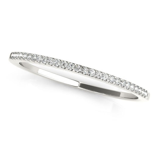 Size: 3.5 - 14k White Gold Slim Round Pave Set Wedding Band (1/10 cttw)