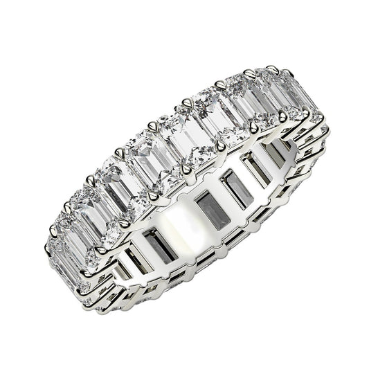 Size: 4.5 - Emerald Cut Lab Grown Diamond Eternity Ring in 14k White Gold (2 cttw FG/VS2)