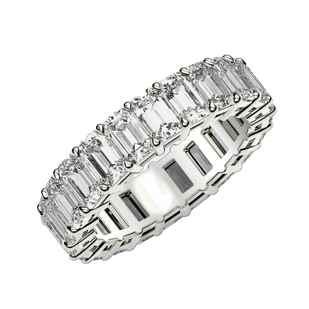 Size: 7.5 - Emerald Cut Lab Grown Diamond Eternity Ring in 14k White Gold (2 cttw FG/VS2)