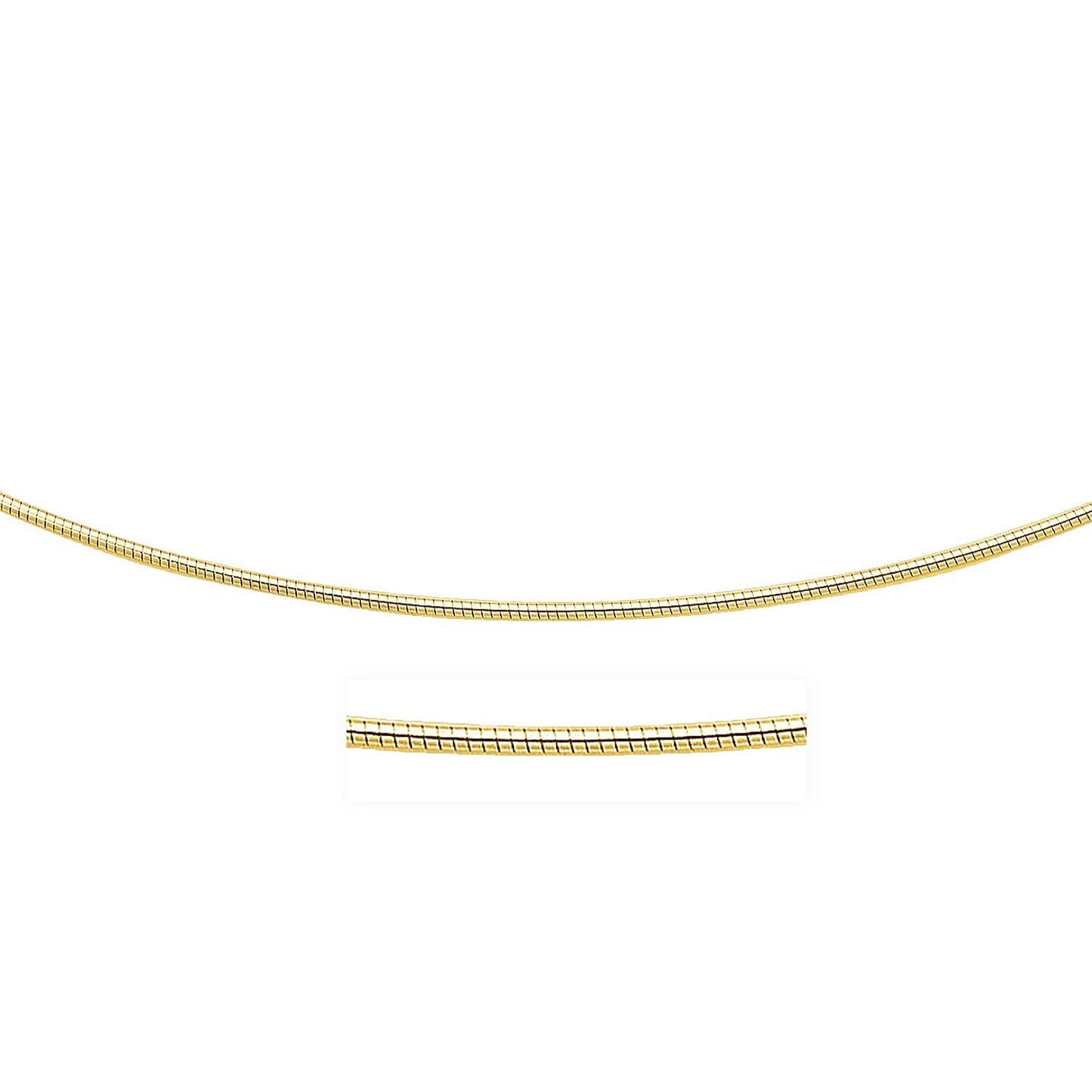 Size: 16'' - 14k Yellow Gold Necklace in a Round Omega Chain Style