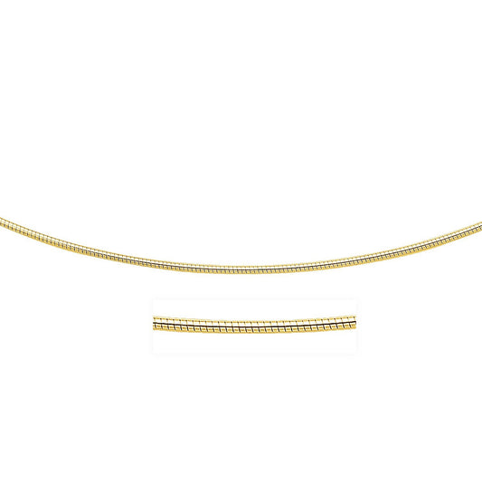 Size: 18'' - 14k Yellow Gold Necklace in a Round Omega Chain Style