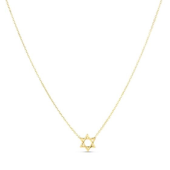 Size: 18 - 14k Yellow Gold Star of David Necklace