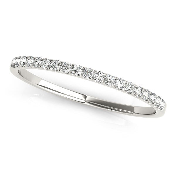 Size: 3.5 - 14k White Gold Pave Set Style Round Diamond Wedding Ring (1/8 cttw)