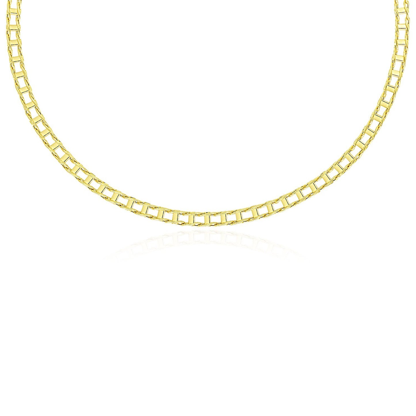 Size: 20'' - 14k Yellow Gold Men's Necklace with Track Design Links