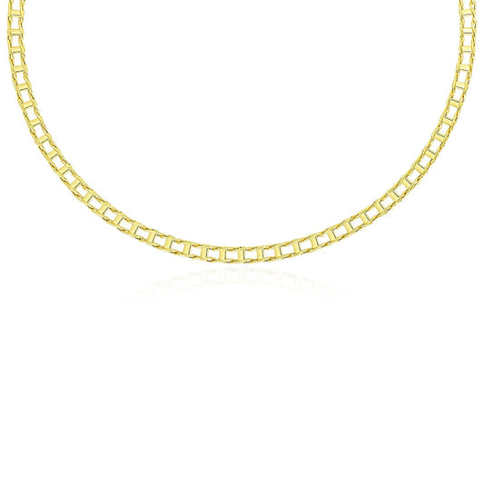 Size: 20'' - 14k Yellow Gold Men's Necklace with Track Design Links