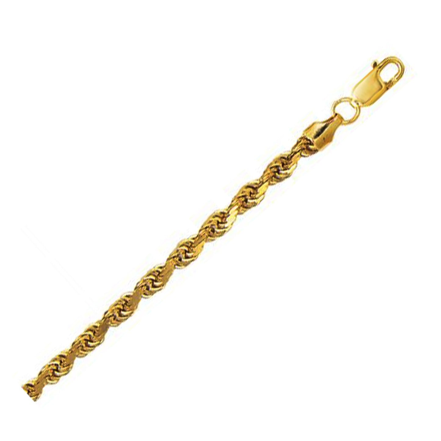 Size: 20 - 10K Yellow Gold Hollow Diamond Cut Rope Chain (5.00 mm)