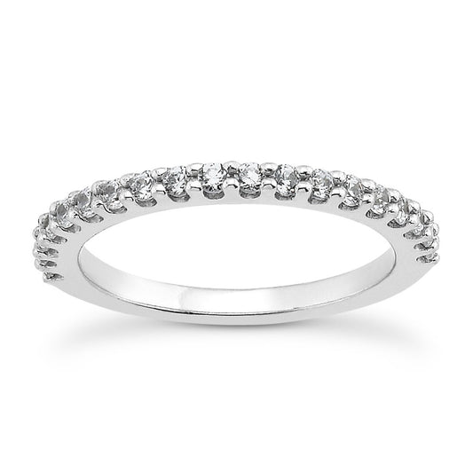 Size: 4.5 - 14k White Gold Shared Prong Diamond Wedding Ring Band with U Settings