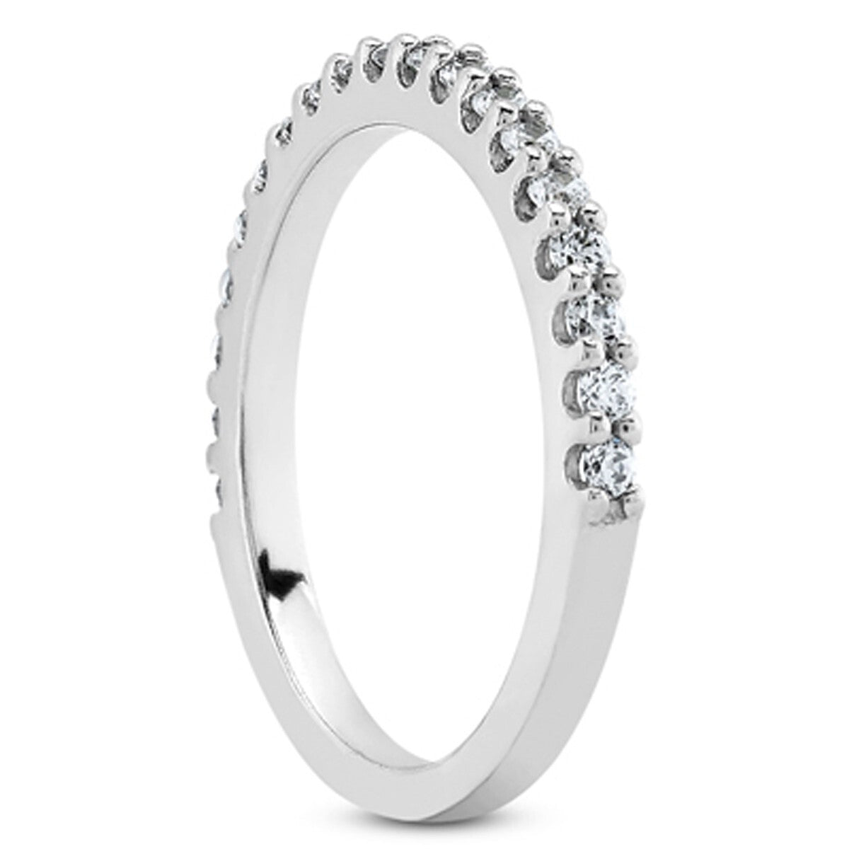 Size: 4.5 - 14k White Gold Shared Prong Diamond Wedding Ring Band with U Settings