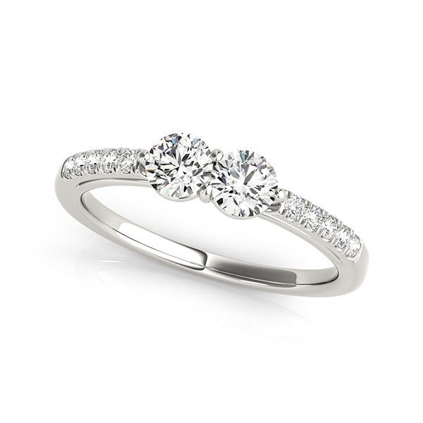 Size: 8 - 14k White Gold Two Stone Round Diamond Ring (5/8 cttw)