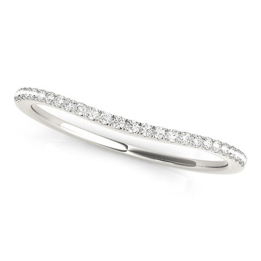 Size: 3.5 - 14k White Gold Pave Style Setting Curved Diamond Wedding Band (1/10 cttw)