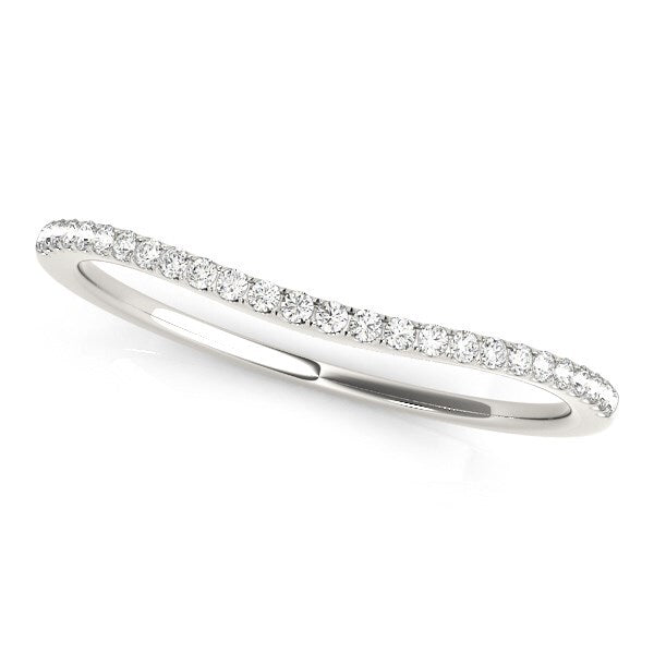 Size: 5.5 - 14k White Gold Pave Style Setting Curved Diamond Wedding Band (1/10 cttw)