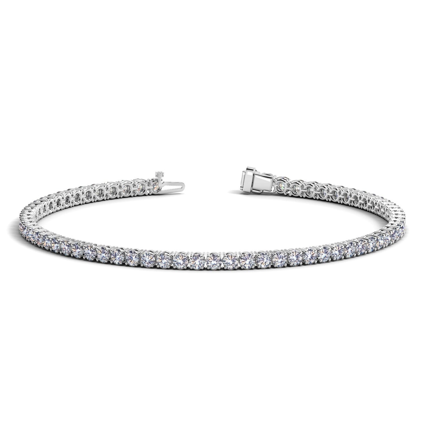 Size: 7 - Lab Grown Round Diamond Tennis Bracelet in 14k White Gold (3 cctw F/G  VS2/SI1)