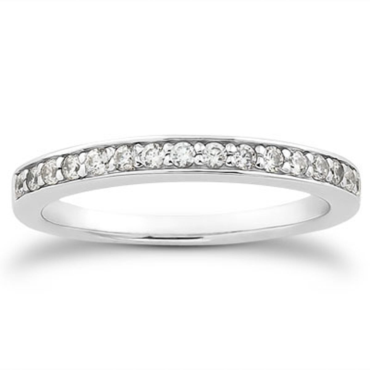 Size: 4.5 - 14k White Gold Pave Diamond Wedding Ring Band Set 1/2 Around