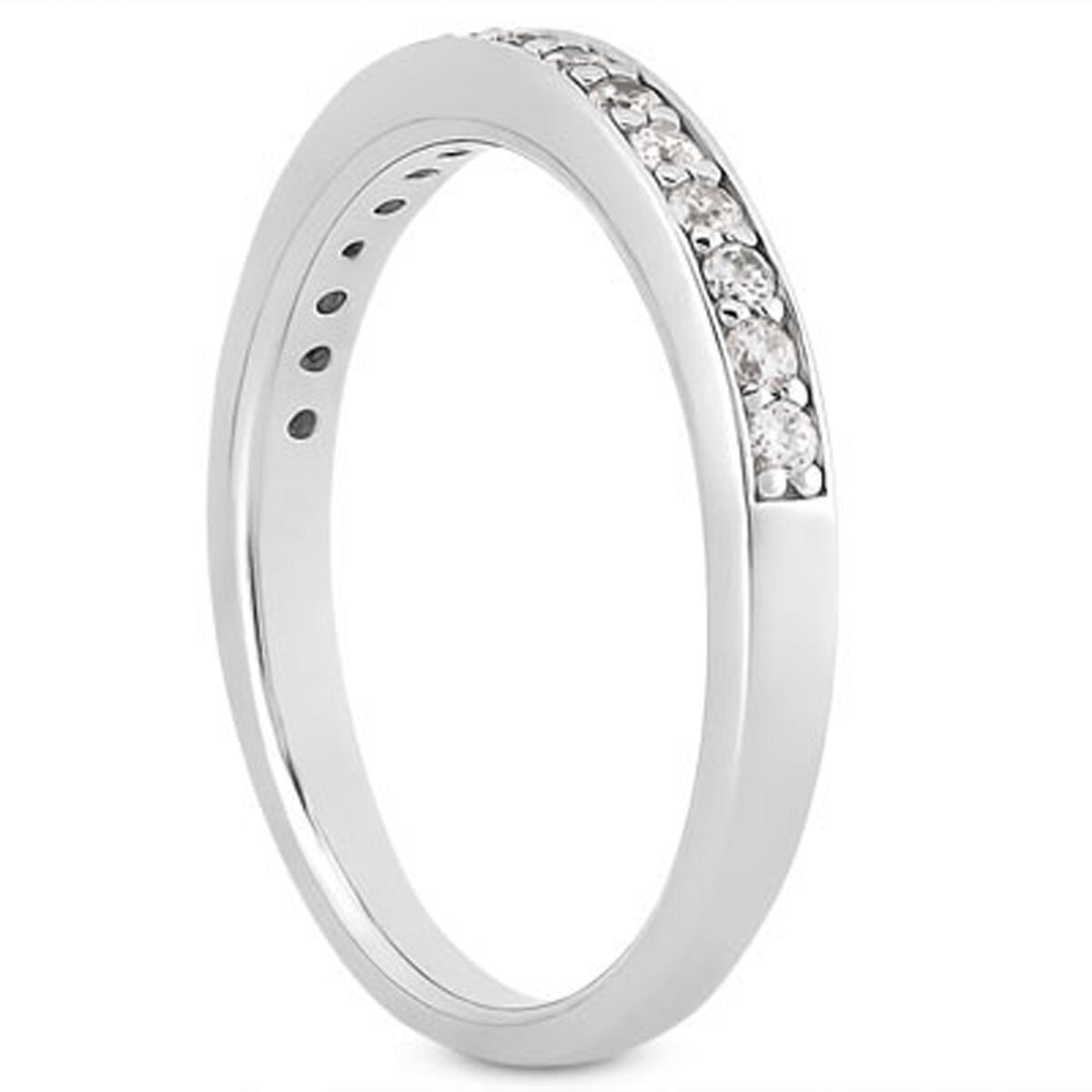 Size: 4.5 - 14k White Gold Pave Diamond Wedding Ring Band Set 1/2 Around