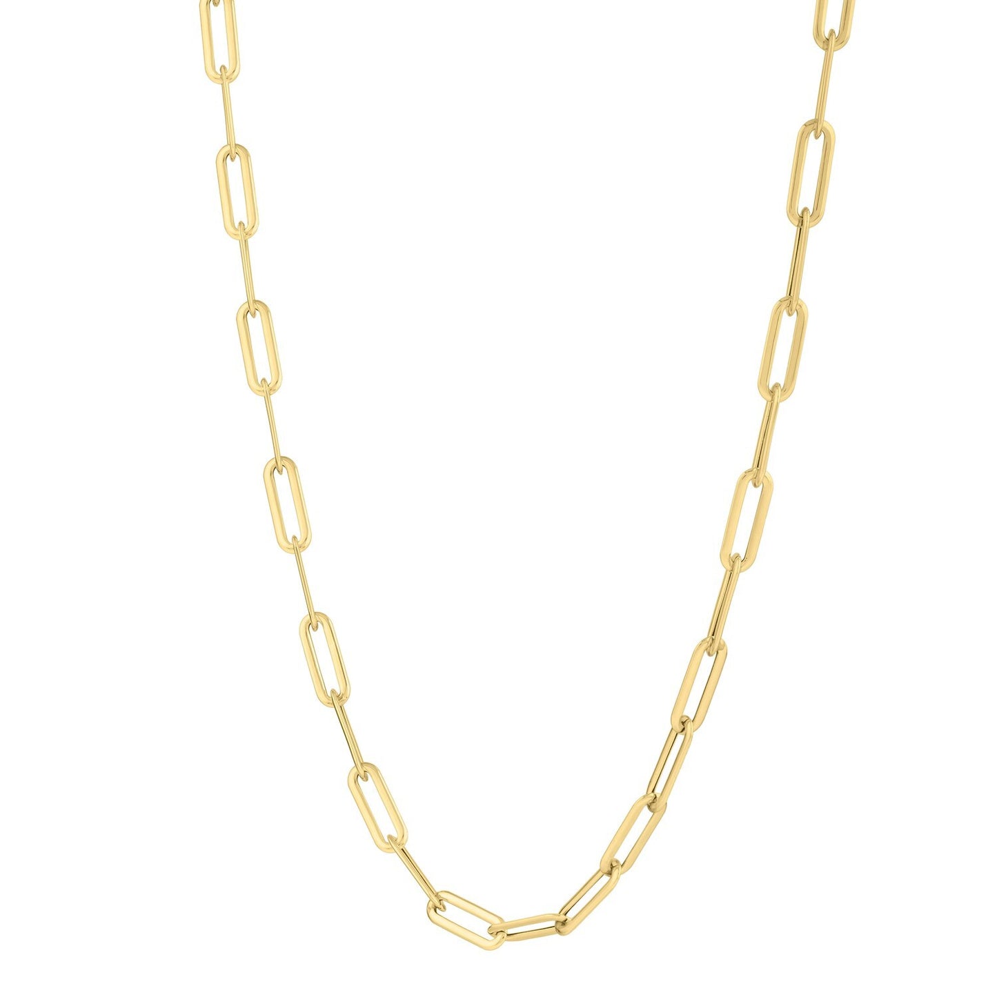 Size: 18 - 14k Yellow Gold Long Domed Paperclip Chain Necklace (4.80 mm)