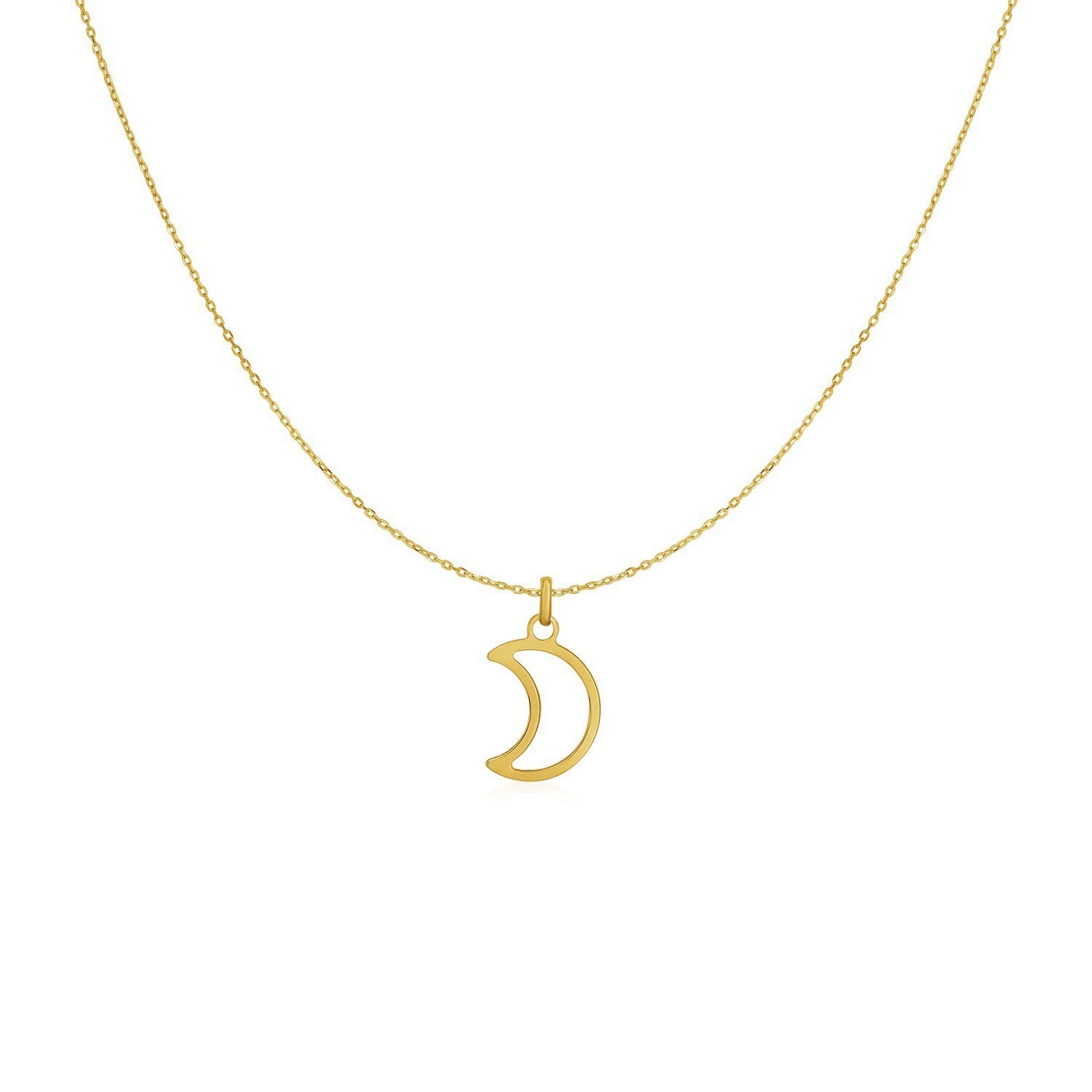 Size: 18'' - 14k Yellow Gold Necklace with Moon