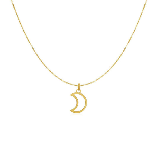 Size: 18'' - 14k Yellow Gold Necklace with Moon