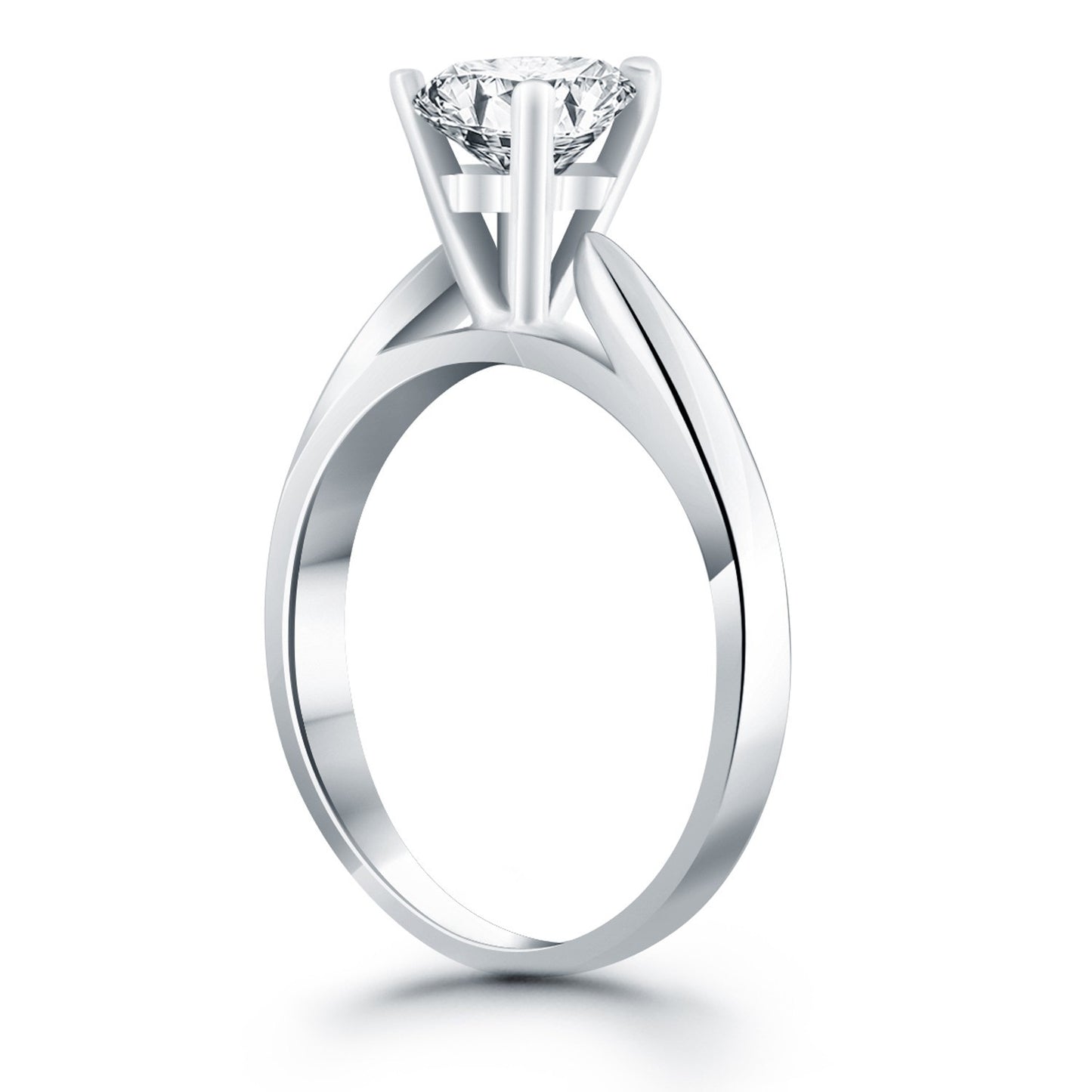 Size: 8 - 14k White Gold Tapered Cathedral Solitaire Engagement Ring