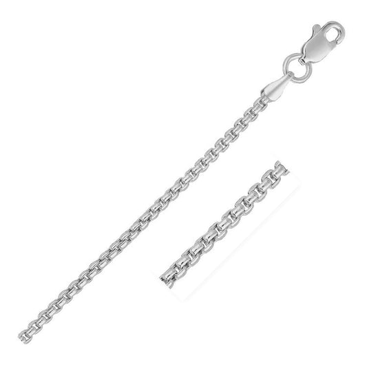 Size: 24 - 14k White Gold Solid Round Box Chain (1.60 mm)