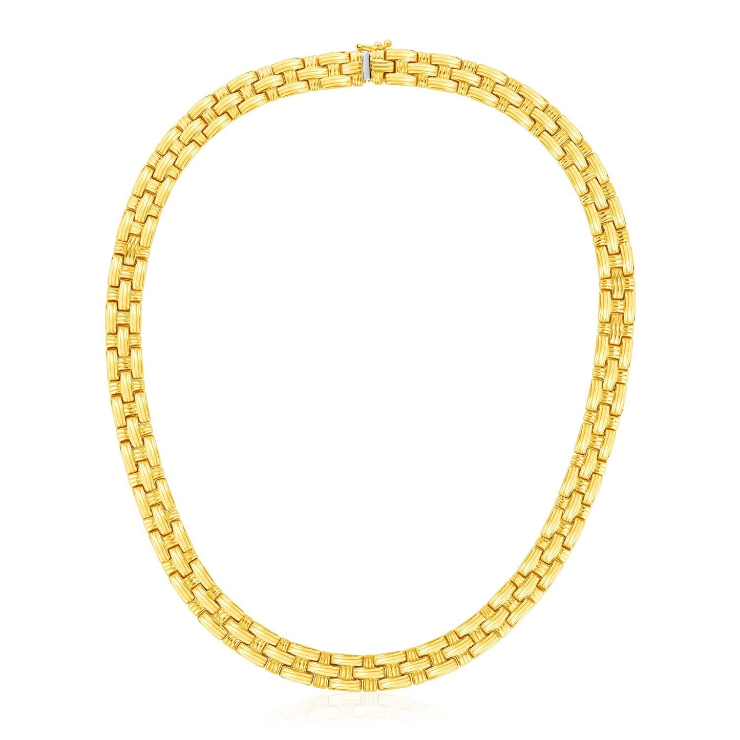 Size: 17'' - 14k Yellow Gold Basket Weave Necklace