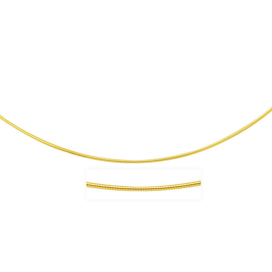 Size: 18'' - 14k Yellow Gold Thin Motif Round Omega Necklace