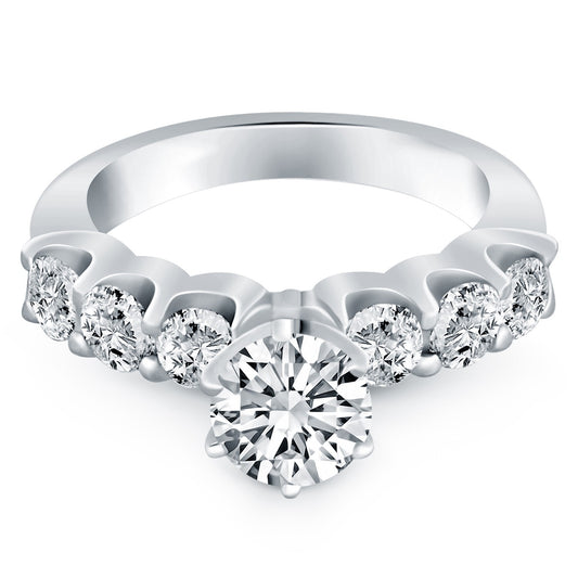 Size: 6 - 14k White Gold Shared Prong Diamond Engagement Ring