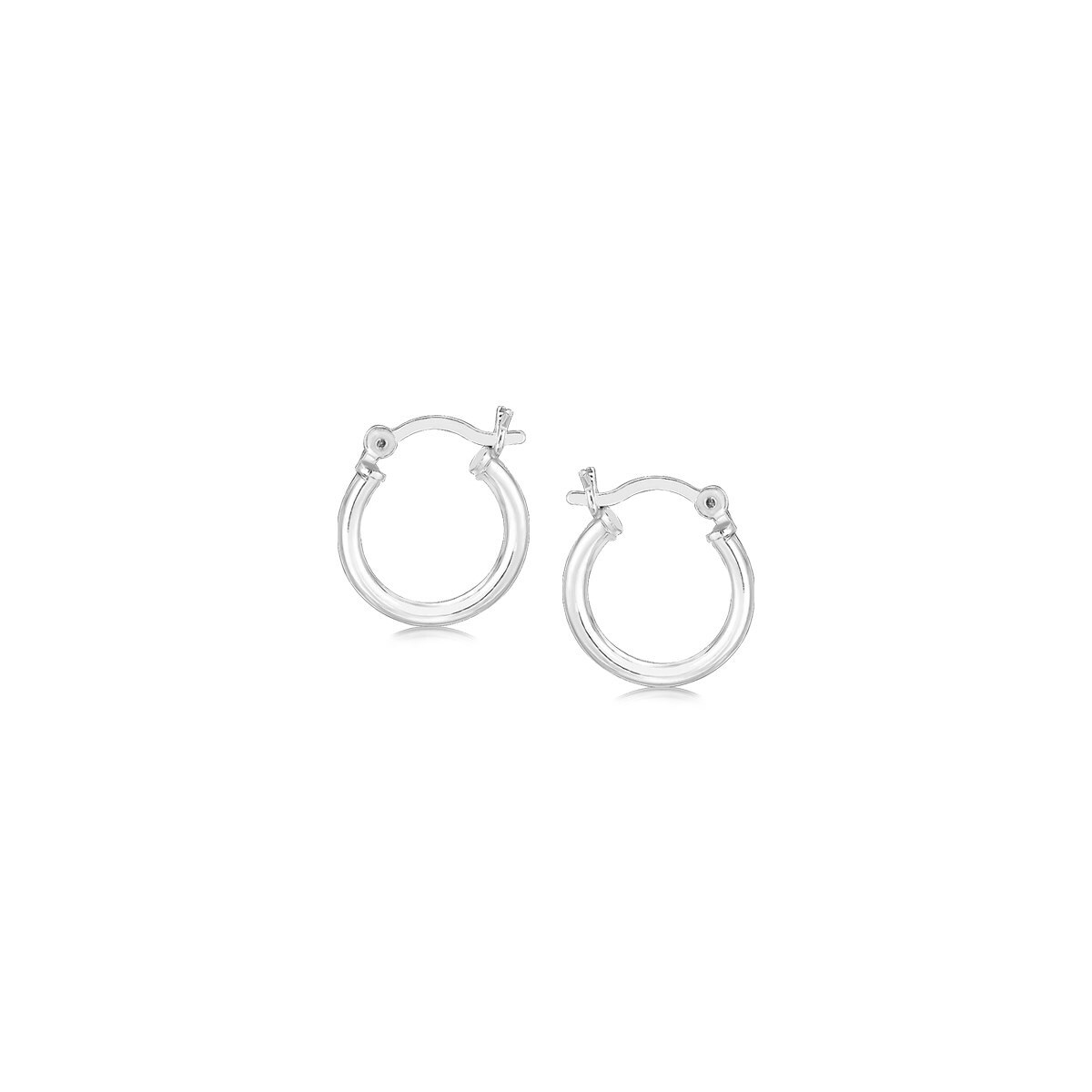 Sterling Silver Rhodium Plated Thin and Small Polished Hoop Earrings (2x10mm)