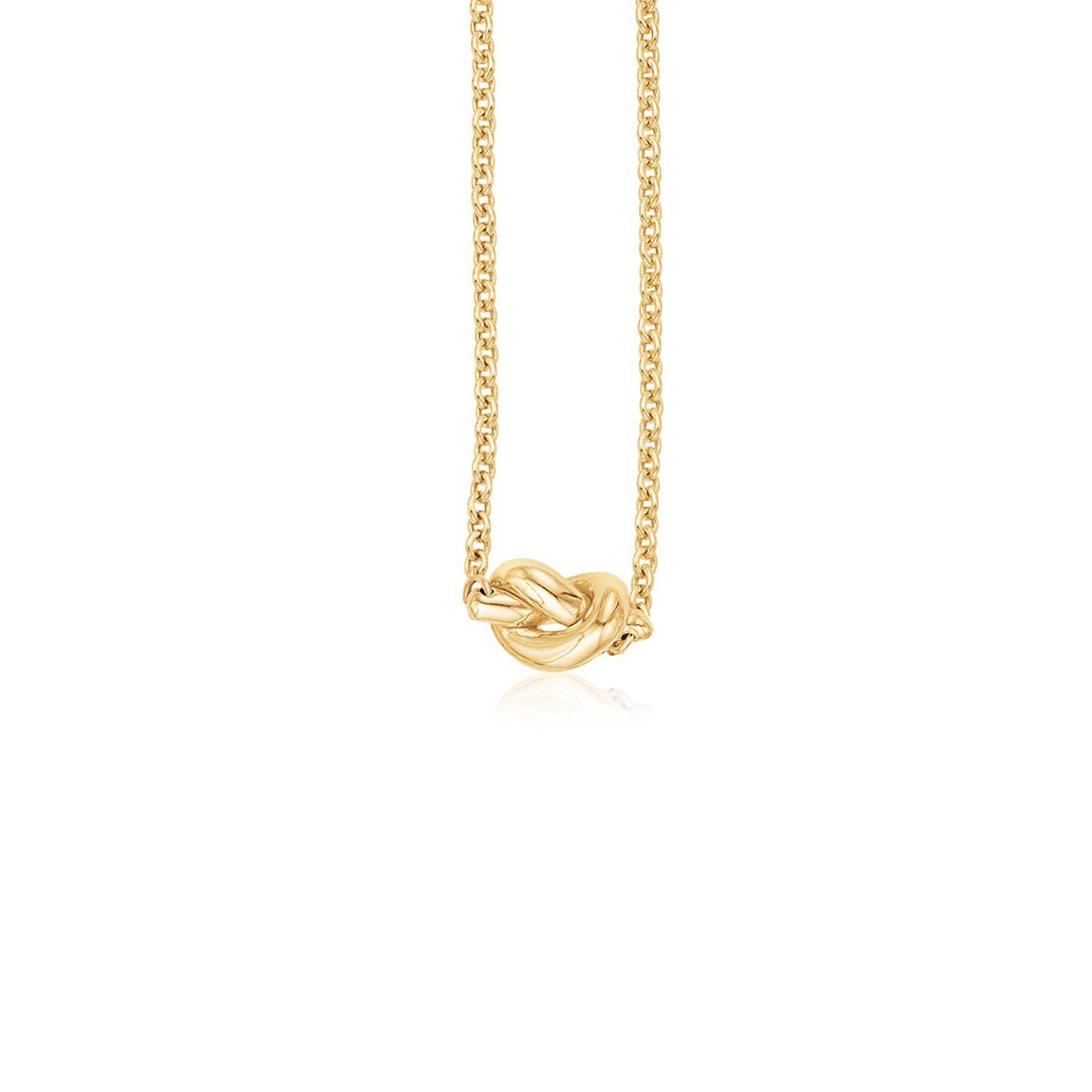 Size: 18'' - 14k Yellow Gold Chain Necklace with Polished Knot