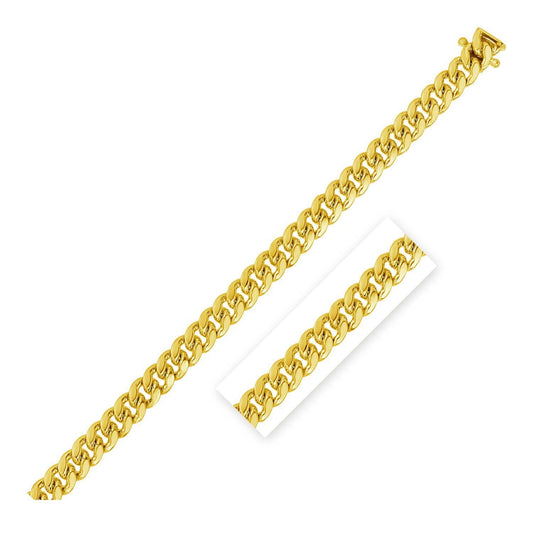 Size: 20 - 4.0mm 14k Yellow Gold Classic Solid Miami Cuban Chain