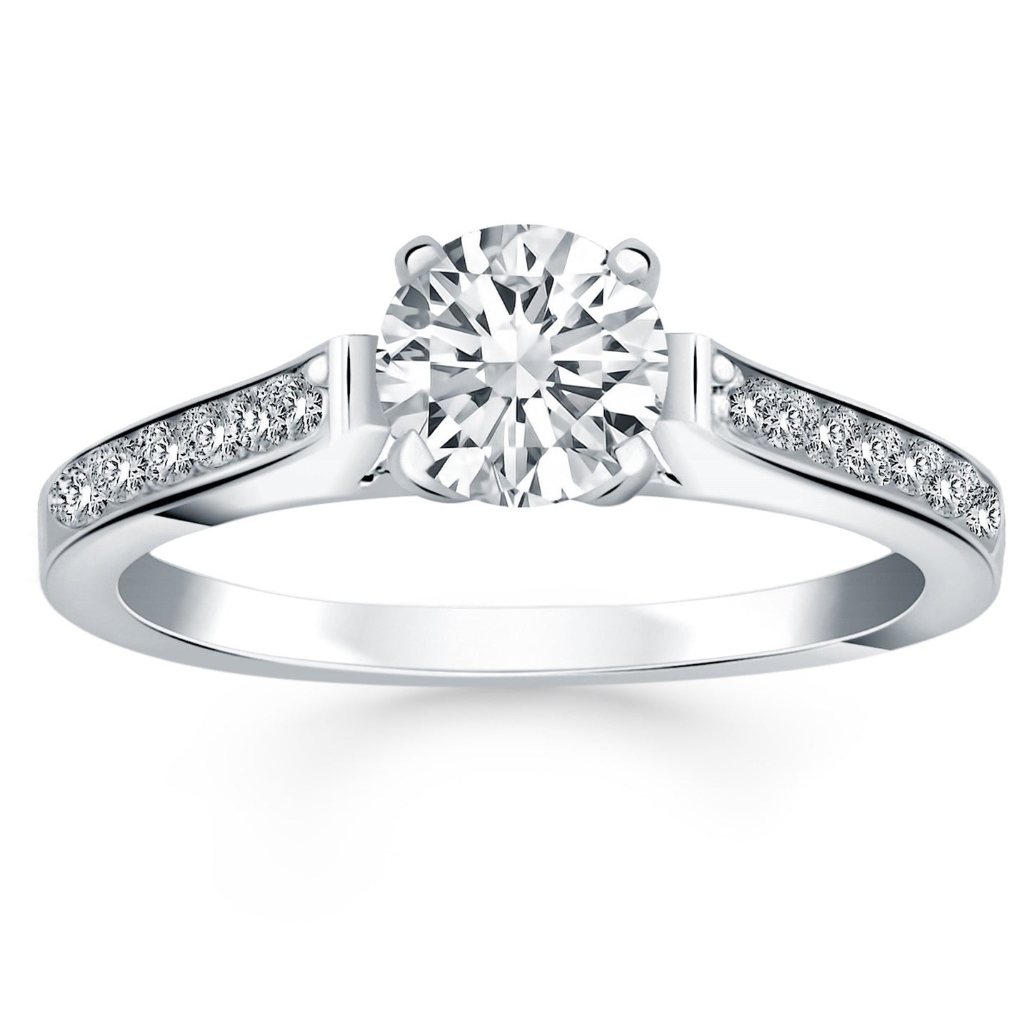 Size: 4.5 - 14k White Gold Pave Diamond Cathedral Engagement Ring