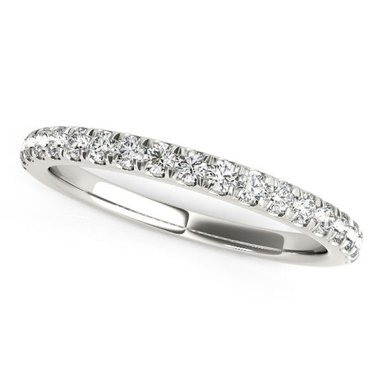 Size: 3.5 - 14k White Gold Pave Set Diamond Wedding Ring (1/4 cttw)