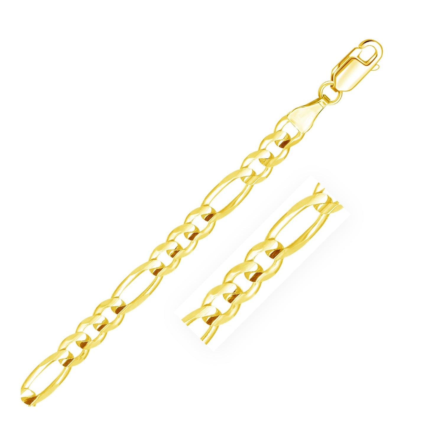 Size: 8.5'' - 6.0mm 14k Yellow Gold Solid Figaro Bracelet