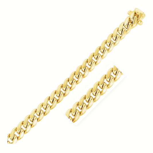 Size: 24'' - 10k Yellow Gold Semi Solid Miami Cuban Chain (10.70 mm)